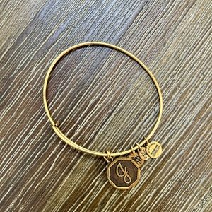 Alex and Ani bangle bracelet with letter J charm